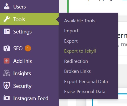 Wordpress to Jekyll - Jekyll Exporter plugin