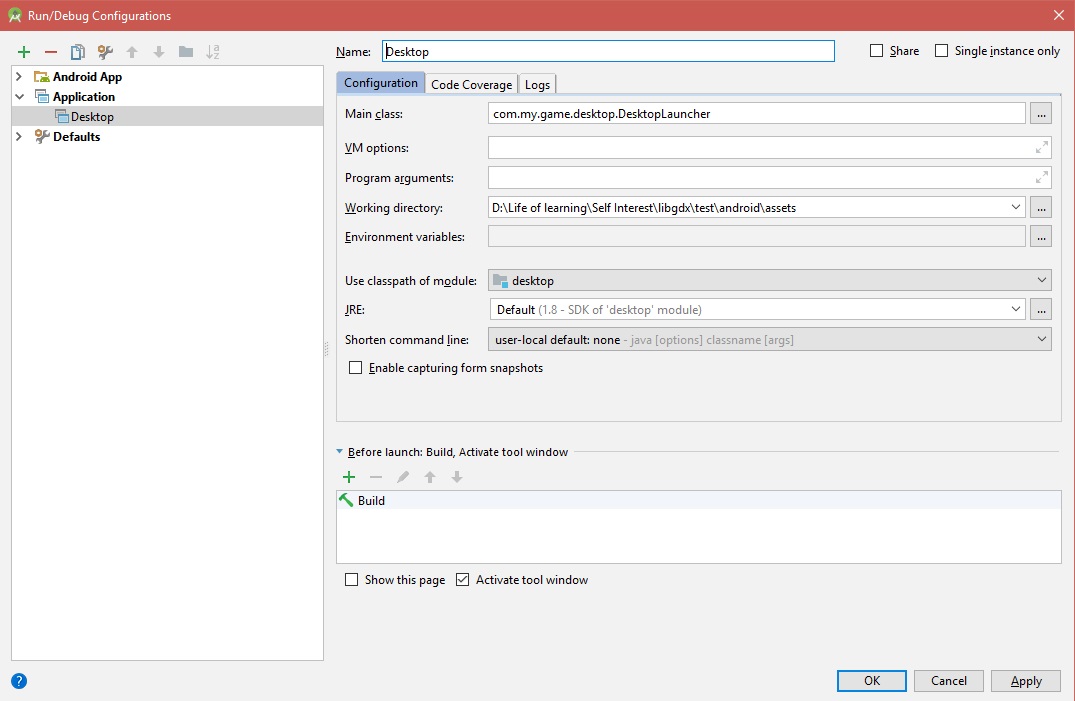 libgdx build settings