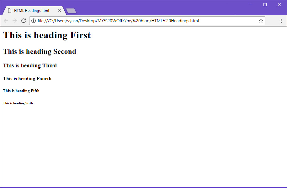 HTML heading example HTML heading example